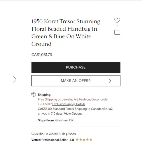 Koret Tresor vintage beaded bag with coin pouch on chain - Picture 7 of 8